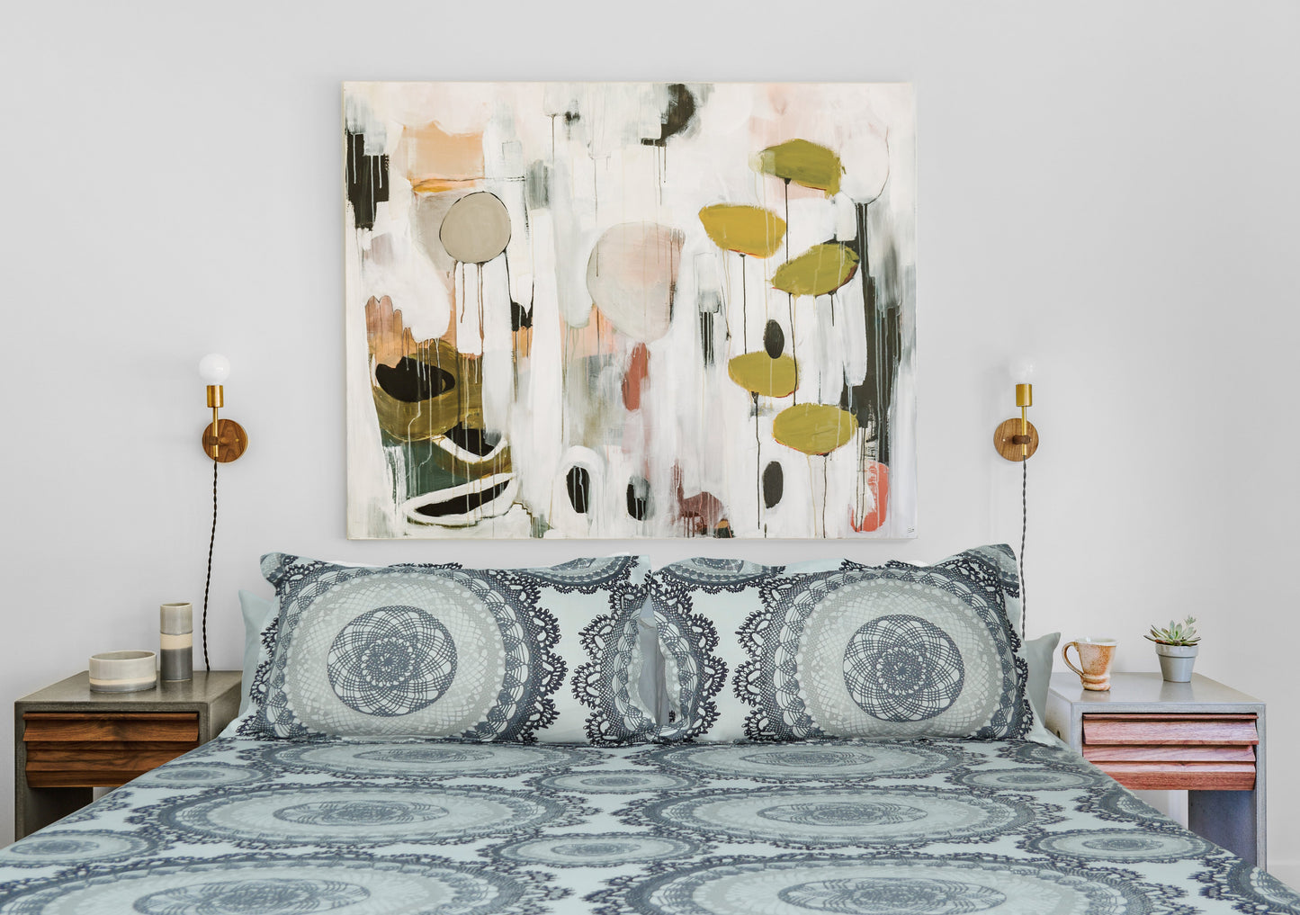 Premium Cotton Bedsheet - Grey Mandala
