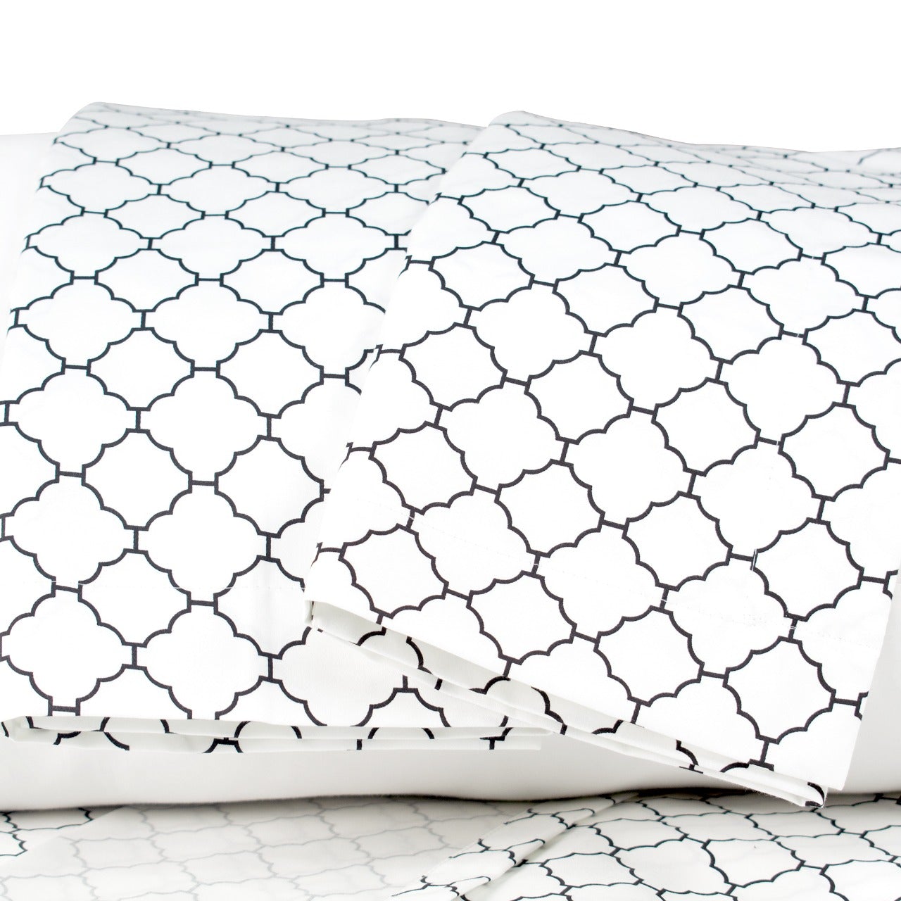 Premium Cotton Bedsheet - White Black Mosaic