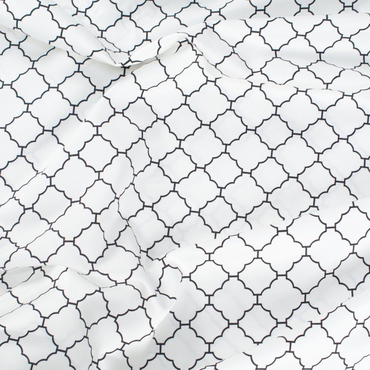 Premium Cotton Bedsheet - White Black Mosaic