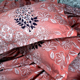 Premium Cotton Bedsheet - Peach Coral Print