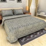 Premium Cotton Bedsheet - Cream & Grey