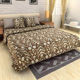 Quilted Bedcover - Cream & Brown