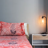 Premium Cotton Bedsheet - Peach Coral Print