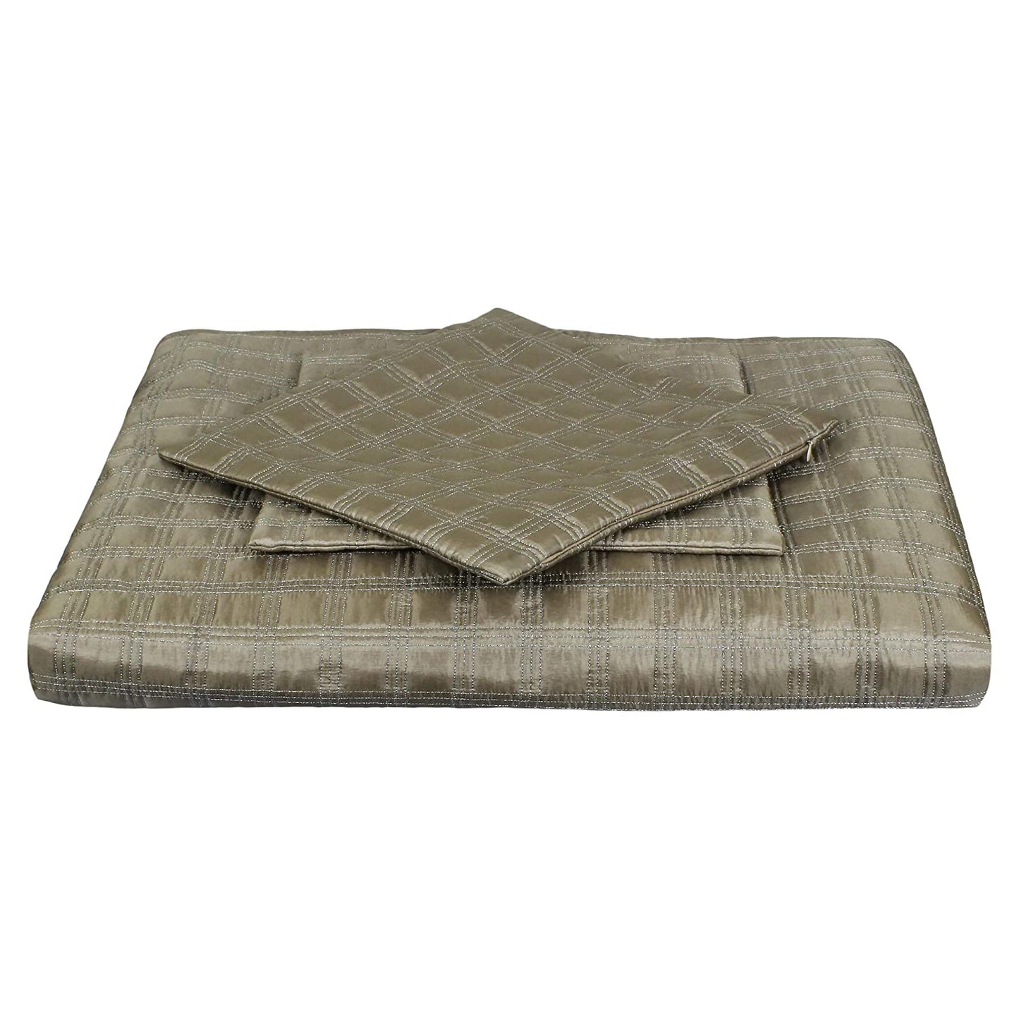 Faux Silk Quilted Bedcover - Silver Grey