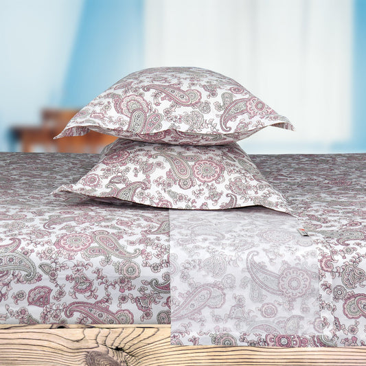 Premium Cotton Bedsheet - Pink Paisley