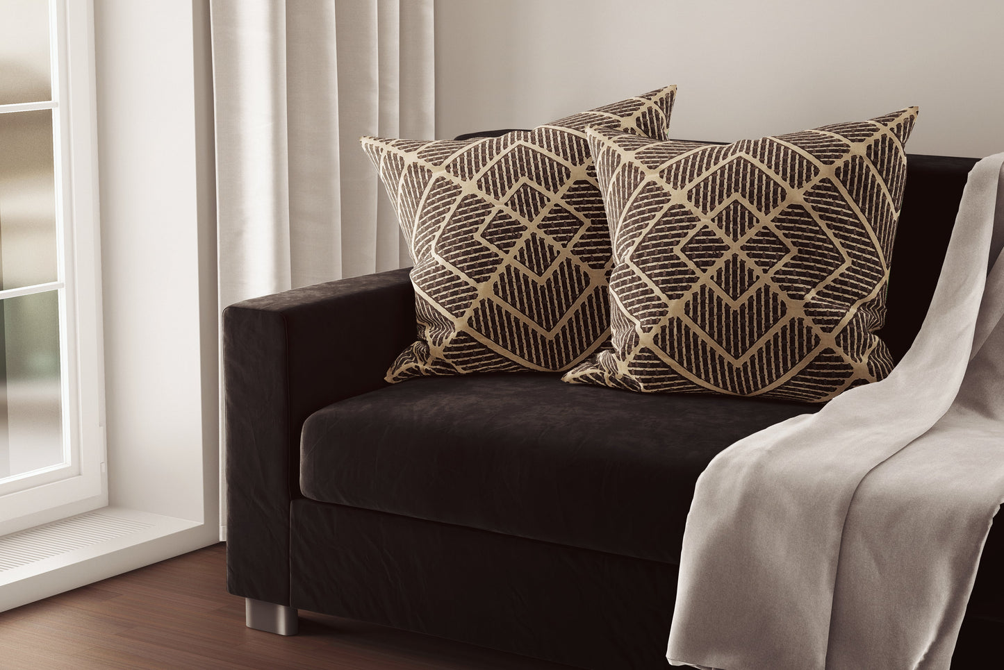 Cushion Cover Black & Cream Graphic