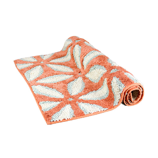 Cotton Bath Rug Orange Daisy  50x80cm