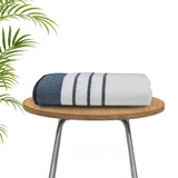 White Navy Stripe Bath Towel