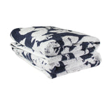 Cotton Luxurious White and Navy Floral Towel