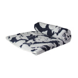 Cotton Luxurious White and Navy Floral Towel