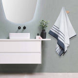 White Navy Stripe Bath Towel