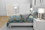 Ocean Aqua Blue Print Cotton Bedsheet