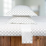 Premium Cotton Bedsheet - White Black Mosaic