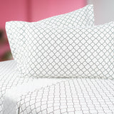 Premium Cotton Bedsheet - White Black Mosaic